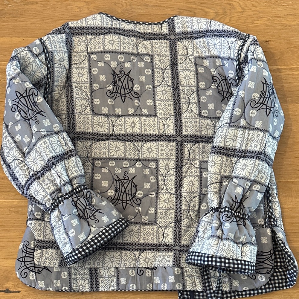 NWOT Damson Madder Navy Checkered Reversible Women's Jacket - Picture 9 of 10
